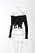 Famulily Women's Sexy Off Shoulder Frill Drawstring Knit Long Sleeve Crop Tops Tube(Black,Small)