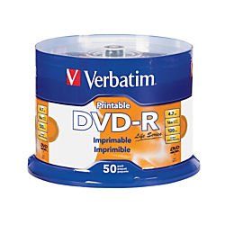 Verbatim Life Series DVD-R Printable Disc Spindle, Pack Of 50 98472