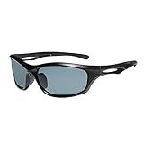 SUNGAIT Lightweight Sports Sunglasses HD Polarized Lens UV 400 Protection (Black Frame Gray Lens, 65)