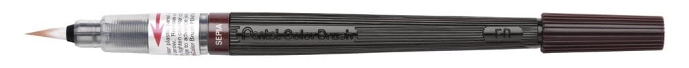 Pentel Arts Colour Brush, Sepia, 1 blister card with one brush, XGFL-141X