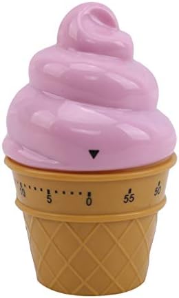 LoveAloe 1Pcs Cute Cooking Countdown Timer Ice Cream Mechanical Kitchen Timer Clock Kitchen Gadgets Tool,Pink