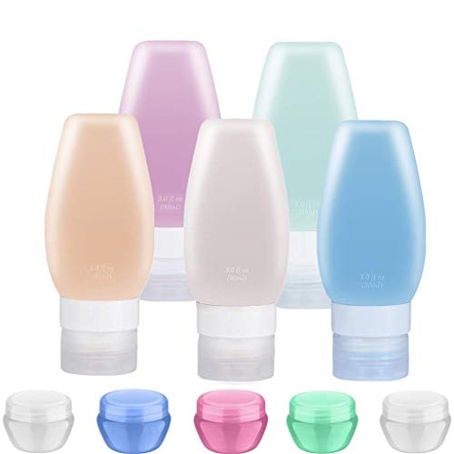 image for Travel Bottles - Uervoton 10pcs Leakproof Silicone Refillable Travel C