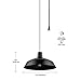 GLOBE Electric 65151 1-Light Plug-in Pendant Lighting, Matte Black, 15ft Black Cord, in-Line On/Off Switch, Hanging Lamp, Hanging Lights, Ceiling Light Fixture