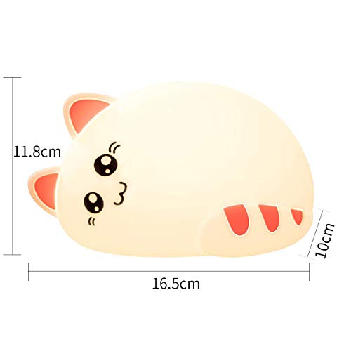Kids Night Light Kitty Cat Silicone Lamp Soft Touch with Tap Control & Remote Rechargeable RGB Color Changing, Xmas Gift for Boys/Girls Infant Toddler - Thumbnail 6