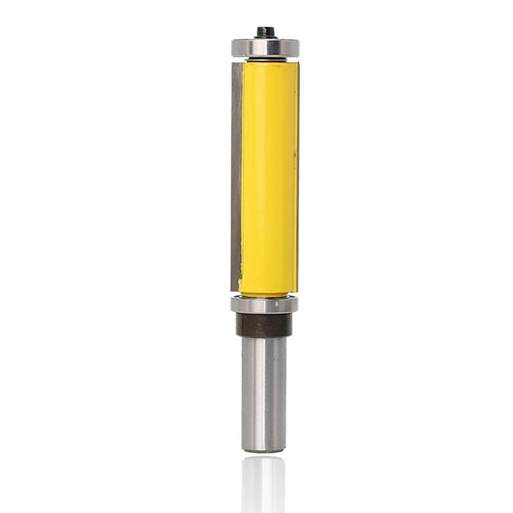 Bestgle 1/2 Inch Shank Pattern Flush Trim Router Bit with Top and Bottom Bearing Woodworking Cutter Tool, 2-1/2" Cutting Length, 3/4-Inch Cutting Diameter