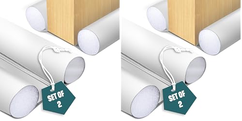 VOUNOT® 2er Set Zugluftstopper für Türen, Türdichtung unten mit Doppeldichtung, zuschneidbare Türbodendichtung, 96 cm, Schallschutz & Kälteschutz, für Wohnung, Haus, Büro, Weiß (Packung mit 2)