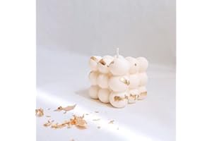 Bubble candle - Cube soy wax candle, Home use and gifting (Small, Art Deco, WHITE AND BLUE)