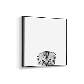 Framed Canvas Wall Art for Living Room, Bedroom Curious Dog and Cat Canvas Prints for Home Decoration Ready to Hanging - 16x16 inches