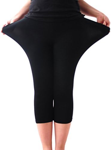Women's Modal Basic Solid Color Capri Leggings Black US6-12