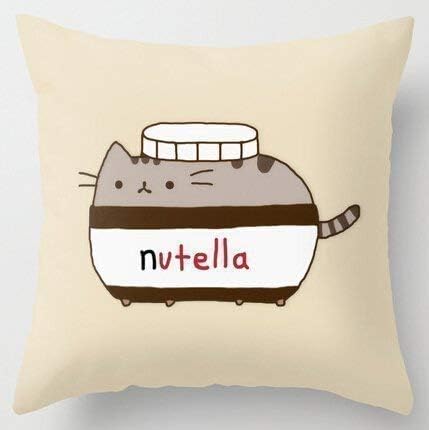 Zengyan Cute Funny Nutella Cat #855W Cotton & Polyester Soft Zippered Cushion Throw Case Pillow Case Cover