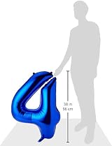 Unique Blue Number 4 Shaped Large Foil Balloon 86cm 1 Piece view 2