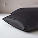 EXQ Home Satin Pillowcases Set of 2 for Hair and Skin Standard/Queen Size 20x30 Black Pillow Case with Envelope Closure (Anti Wrinkle,Hypoallergenic,Wash-Resistant)