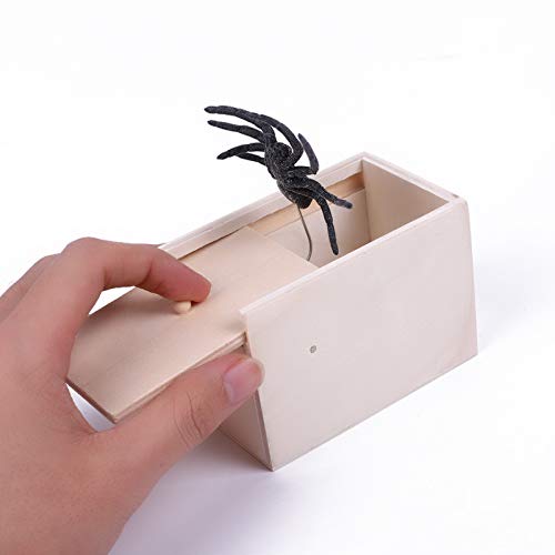 NW SUMKUMY Spider Prank Box- Funny Wooden Box Toy Prank, Fun Spider Money Surprise Box April Fool's Day Gift,Black