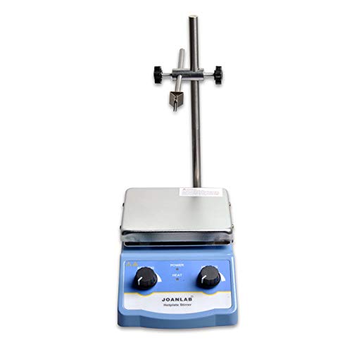 JoanLab HS-12 Integrated Magnetic Stirrer with Analog Hot Plate 2,000 milliliters 100-1400rpm 350 Degrees C Max Temp, 30 Millimeter Mixer Stir Bar and Thermometer Support Stand Included