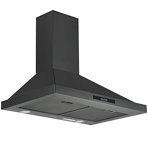 Ancona AN1574 30" 450 CFM Convertible Wall Mount Range Hood in Black