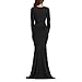 Women's Mermaid V-Neck Long Sleeve Halloween Party Maxi Dress With Belt, Black, XL