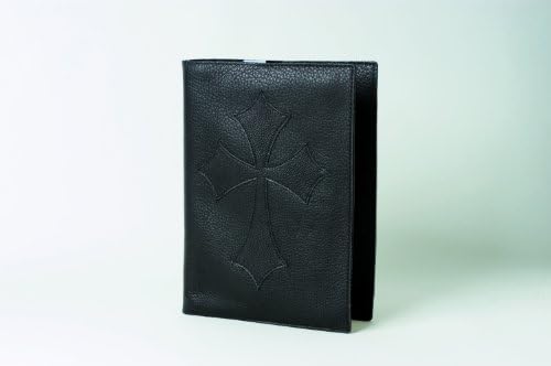 Black Leather Flared Cross Bible Cover - Large