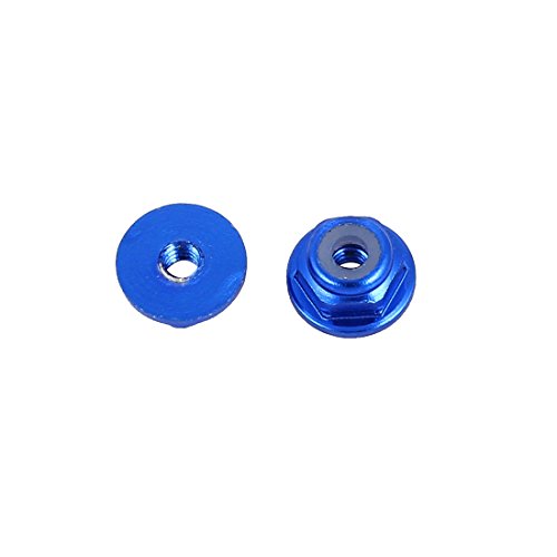 uxcell M2 Aluminum Alloy Royal Blue Flange Nut For RC Remote Vehicle DIY 2 Pcs