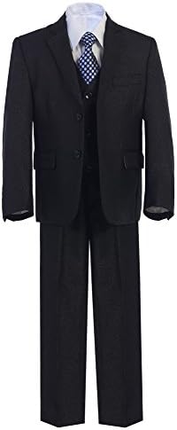 Boys Toddler Kid Teen 5-Piece Formal Dark Grey Dress Suit w/ Vest Size 2-20 (16, Dark Grey)