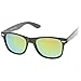 zeroUV - Retro Colored Mirror Polarized Lens Square Horn Rimmed Sunglasses 55mm (Black/Yellow Mirror)
