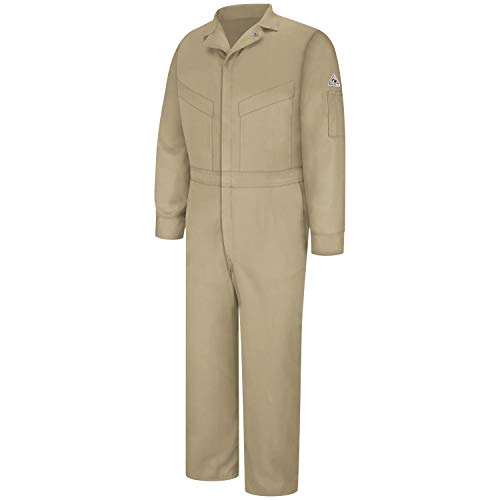 Bulwark FR mens Flame Resistant Cotton/Nylon Comfortouch Deluxe overalls and coveralls workwear apparel, Khaki, 46 US
