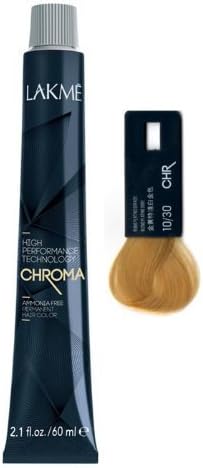 Lakme Chroma Ammonia Free Permanent Hair Color 2.1 Oz (10/30 Gold Platinum Blonde)
