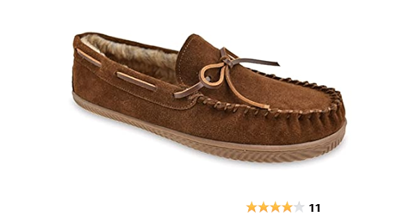 george men's faux fur lined trapper moccasin slipper