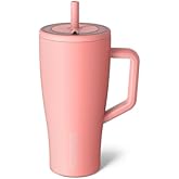 BrüMate Era 30 oz Tumbler with Handle and Straw | 100% Leakproof Insulated Water Bottle Tumbler with Lid and Flexible SoftSip Straw | Made of Stainless Steel | Cup Holder Friendly | 30oz (Guava)