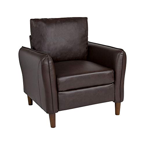 Offex Leather Upholstered Plush Pillow Back Arm Chair - Brown - Thumbnail 7