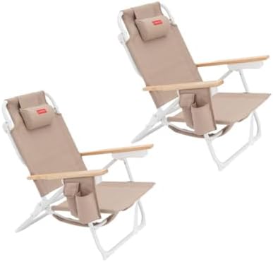 - Levar 2 cadeiras dobráveis para praia ou campismo - reclinável em 5 posições - bolso isolado a frio - bolso para telemóvel - pegas para mochila - almofada ergonómica - alumínio e têxtil