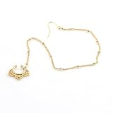 Vcmart Gold Non-Piercing Hook Earring To Clip On Nose Hoop Rings Studs Chain Body Jewelry