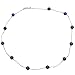 Blue Lapis Stone Beads Station Illusion Sterling Silver Chain Necklace, 16