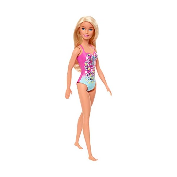 Barbie GHW37 - Beach Puppe mit Badeanzug im Blumenmuster, Spielzeug ab 3 Jahren