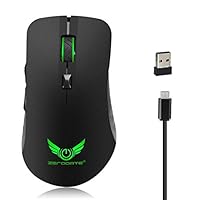 SXJ 2.4Ghz Wireless Mouse, USB Unifying Receiver, 2400DPI Optical Cordless Mice, Colorful Breathing Backlight, Computer Mouse Gamer for PC Laptop,Black
