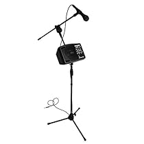 LyxPro Karaoke Kit: Small PA Speaker with Built-In Mixer, Stand and Microphone
