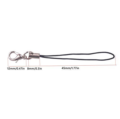 YAKA 200 Pack Cellphone Strap with Lobster Clasp Straps Lanyard Lobster Clasp Lariat Cord Strap for Cellphone Jewelry USB Flash Drives2.56 inch Black