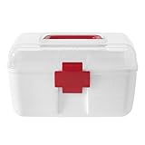 MyGift First Aid Clear Top Case w/Removable Tray & Handle, Family Emergency Kit Storage Organizer