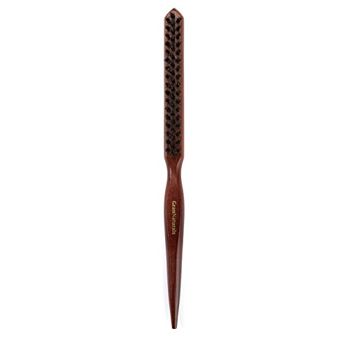 Double Sided Teasing Brush - Boar & Nylon Bristle Teaser Comb with Rat Tail Pick for Hair Sectioning for Edge Control, Backcombing, Smoothing, and Styling Thin & Fine Hair to Create Volume