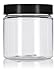 JUVITUS 4 oz Clear Plastic PET Travel Jar with Black Smooth Lid (6 Pack)