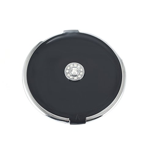 LED Lighted Travel Makeup Mirror, Aixiangpai 1X/10X Double Sided Magnifying and Illuminated Folding Mirror(MINI-BLACK)