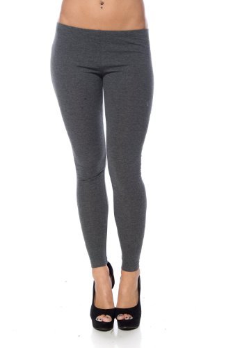 Zenana Outfitters Women's Cotton Spandex Jersey Legging 26.5" Length medium Charcoal
