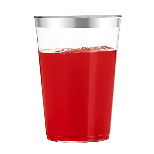 100 Count 10oz Disposable Clear CupSilver Trim Cup/Old Fashioned