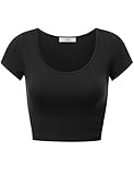 Womens Crop Tops with Short Sleeves,Black,Medium,Medium,Black