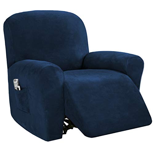 Recliner Chair Cover Velvet Stretch Recliner Couch Covers 4Pieces