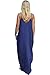 JOX JOZ Women's Boho Low V-neck Adjustable Shoulder Straps Maxi Dress (XL, Navy Blue)