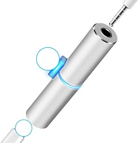 3.5mm Headphone Adapter, Nellmo Dual Charging Splitter + Aux Audio Earphone Extender Compatible with iPhone 7/7Plus/8/8Plus/X/XS All iPad iPod iOS System (Silver)