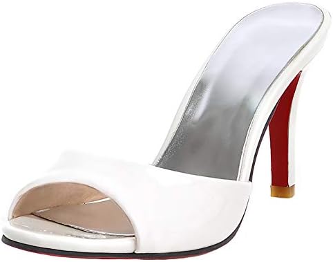 Mofri Women's Elegant Solid Open Toe Slip On Stilettos High Heel Mules Sandals