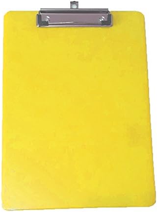 A4 Rigid Plastic Clipboard With hanging Durable with Rounded Corners Color choice (Yellow)