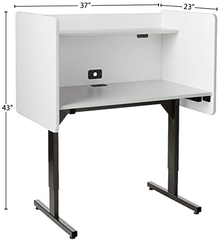 Balt 89789 Adjustable Study Carrel Workstation, Gray Laminate, 38.25" - 46.25"H x 37"W x 24"D