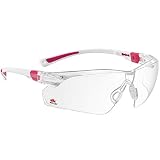 NoCry Safety Glasses with Clear Anti Fog Scratch Resistant Wrap-Around Lenses and No-Slip Grips, UV Protection. Adjustable, White & Pink Frames